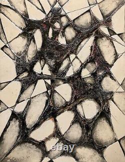 Giraud Jean huile sur bois signée 1969 abstrait abstraction surréalisme abstract