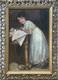 Girl Portrait Hand Made Antique Oil Painting 1900&acute;s, Signed, Framed