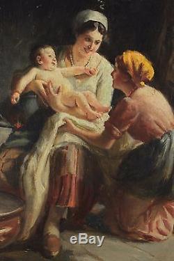 Giuseppe Magni, 1869, Le Bain du bébé, Ecole Italienne, Cote jusque 113.000
