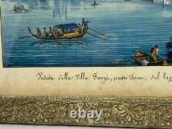 Gouache Italienne & Lac de Côme & Italie & Lombardie & Peinture & Cadre & Ancien