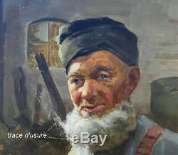 Grand & Beau Tableau Vers 1920-1930. Sympathique Portrait D'un Vieil Alsacien