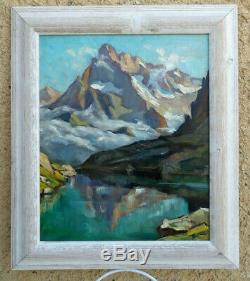 Grand & Lumineux Paysage Des Alpes 1940. Lac Petarel & L'olan Dans Les Écrins