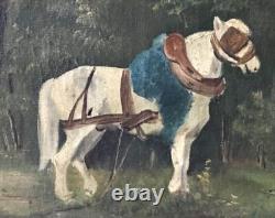 Grand Tableau Ancien CHEVAL dans Paysage XIXème- / ANIMAL FRENCH PAINTING