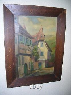 Grand Tableau /Peinture / Huile sur Bois 19eme Kaysersberg signé