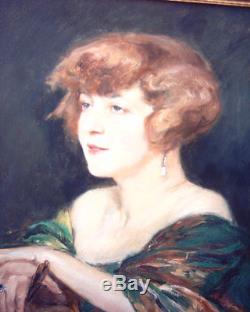 Grand portrait de femme du peintre Wilhelm Viktor Krausz