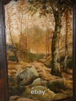 Grand tableau huile sur bois fin 19 ème début 20ème forêt de Fontainebleau