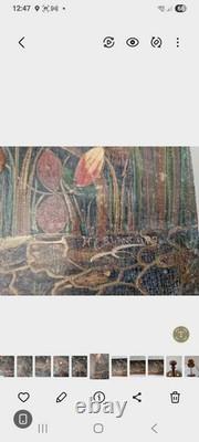 H. Blanchard, tableau peint sur bois décor relief japonisant oiseaux XIX ème