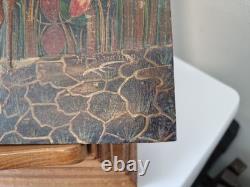 H. Blanchard, tableau peint sur bois décor relief japonisant oiseaux XIX ème