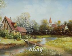 Helmut Hensen (1913 Diepolz) Peinture À L'Huile sur Bois Süsseldorf