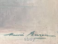 Henri Buron (1880-1969) Bouquet de fleurs Grande Huile sur bois signée, 1945
