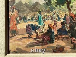 Henri Pontoy 1888/1968 Africanisme Marche A Kankan Guinee 1947 Huile Sur Bois