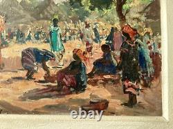 Henri Pontoy 1888/1968 Africanisme Marche A Kankan Guinee 1947 Huile Sur Bois