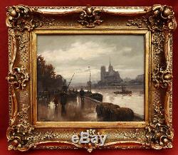 Henry MALFROY tableau paysage Notre-Dame Paris quais Seine impressionnisme pluie