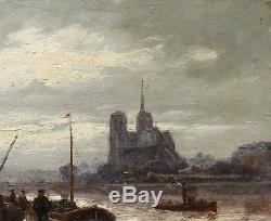 Henry MALFROY tableau paysage Notre-Dame Paris quais Seine impressionnisme pluie
