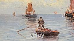 Hsp huile sur panneau marine Georg Fischhof voilier tableau peinture