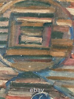 Huile Bois Peinture abstrait 1940 A Identifier abstraction cubisme cubiste art