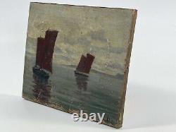 Huile Panneau Bois Xixeme L Ocean De L Amiral Morice Sur L Aube B1071