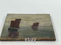 Huile Panneau Bois Xixeme L Ocean De L Amiral Morice Sur L Aube B1071
