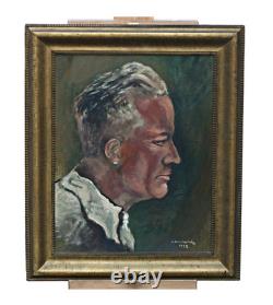 Huile Sur Bois Signé H. Kumbartzky Portrait D'Homme 1938 Avec Cadre