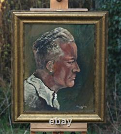 Huile Sur Bois Signé H. Kumbartzky Portrait D'Homme 1938 Avec Cadre