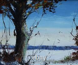 Huile Sur Bois Signée Harry Bonde Petersen Paysage D'Hiver Peinture Encadrée