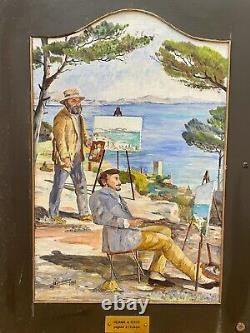 Huile Sur Bois Triptique Cézanne André Bonneau XXeme Renoir Sainte Victoire