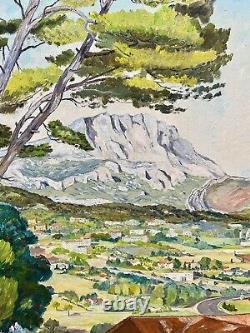Huile Sur Bois Triptique Cézanne André Bonneau XXeme Renoir Sainte Victoire