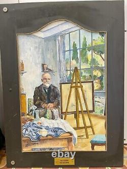 Huile Sur Bois Triptique Cézanne André Bonneau XXeme Renoir Sainte Victoire