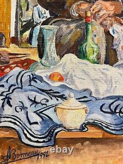 Huile Sur Bois Triptique Cézanne André Bonneau XXeme Renoir Sainte Victoire
