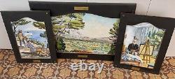Huile Sur Bois Triptique Cézanne André Bonneau XXeme Renoir Sainte Victoire