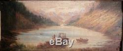 Huile Sur Bois-lac De Gaube-pyrenees-pic De Vignemale-montagne-xix Eme-signature
