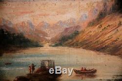 Huile Sur Bois-lac De Gaube-pyrenees-pic De Vignemale-montagne-xix Eme-signature