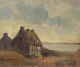 Huile Sur Panneau Bois Theme Marin Plage De Mousterian Xixeme B1064