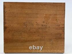 Huile Sur Panneau Bois Theme Marin Vue De Mer Rocher Inscription D91 B1066