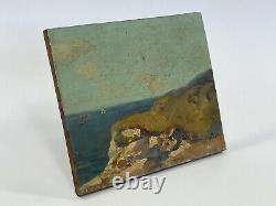 Huile Sur Panneau Bois Theme Marin XIX Eme Ile D Arz Inscription B1060