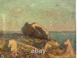 Huile Sur Panneau Bois Theme Marin XIX Eme Vue De Bretagne B1072