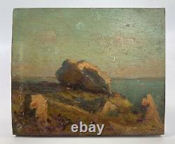 Huile Sur Panneau Bois Theme Marin XIX Eme Vue De Bretagne B1072