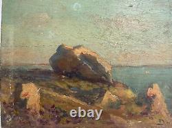 Huile Sur Panneau Bois Theme Marin XIX Eme Vue De Bretagne B1072