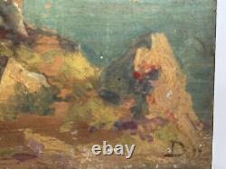 Huile Sur Panneau Bois Theme Marin XIX Eme Vue De Bretagne B1072