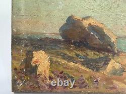 Huile Sur Panneau Bois Theme Marin XIX Eme Vue De Bretagne B1072