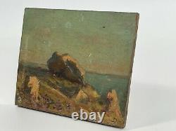 Huile Sur Panneau Bois Theme Marin XIX Eme Vue De Bretagne B1072