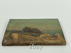 Huile Sur Panneau Bois Theme Marin XIX Eme Vue De Bretagne B1072