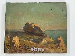 Huile Sur Panneau Bois Theme Marin XIX Eme Vue De Bretagne B1072