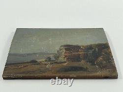 Huile Sur Panneau Bois Theme Marin Xixeme Paysage Bretagne D97 Inscrption B1070