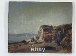 Huile Sur Panneau Bois Theme Marin Xixeme Paysage Bretagne D97 Inscrption B1070