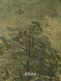 Huile Sur Panneau Sous Bois Barbizon Riviere Pont Fin Xixeme A4085
