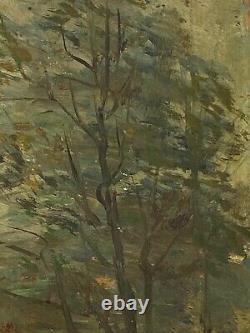 Huile Sur Panneau Sous Bois Barbizon Riviere Pont Fin Xixeme A4085