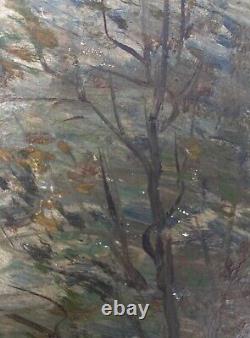 Huile Sur Panneau Sous Bois Barbizon Riviere Pont Fin Xixeme A4085