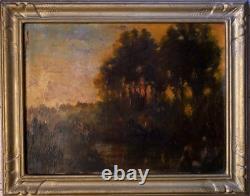 Huile sur bois François Maury (1861 1933) Paysage coucher soleil, célèbre
