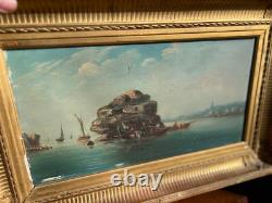 Huile-sur-bois Marine aux pêcheurs signé Godchaux